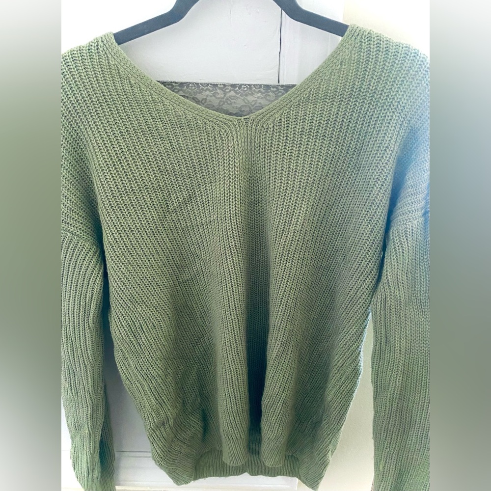 Earthy green, sweater, large, Poof Apparel